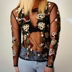 Embroidered Floral sheer top
